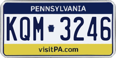 PA license plate KQM3246