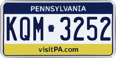 PA license plate KQM3252