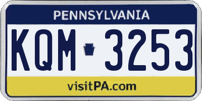 PA license plate KQM3253