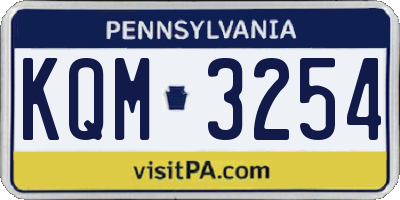 PA license plate KQM3254