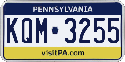 PA license plate KQM3255