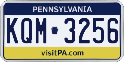 PA license plate KQM3256