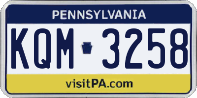 PA license plate KQM3258