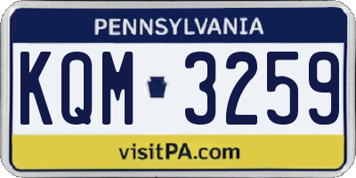 PA license plate KQM3259