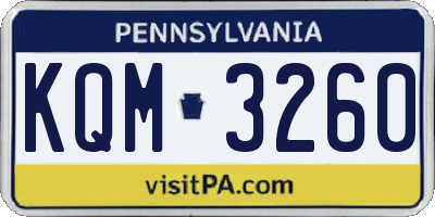 PA license plate KQM3260
