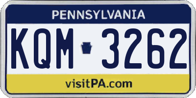 PA license plate KQM3262