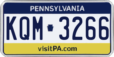 PA license plate KQM3266