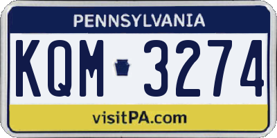 PA license plate KQM3274