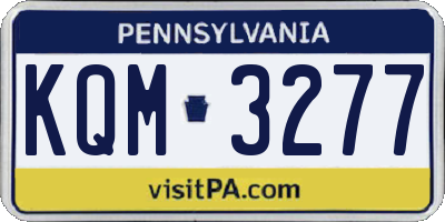 PA license plate KQM3277