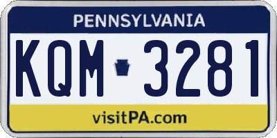 PA license plate KQM3281