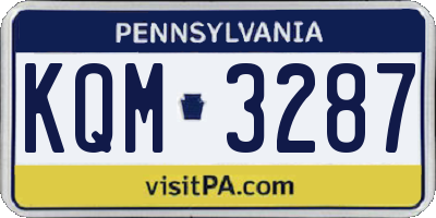 PA license plate KQM3287