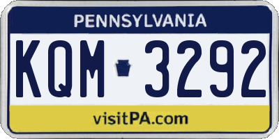 PA license plate KQM3292