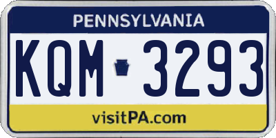 PA license plate KQM3293
