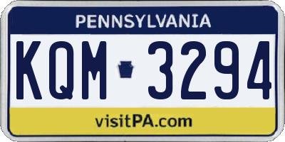 PA license plate KQM3294