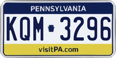 PA license plate KQM3296