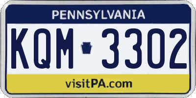 PA license plate KQM3302