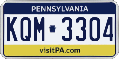 PA license plate KQM3304