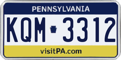 PA license plate KQM3312
