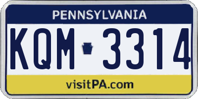 PA license plate KQM3314