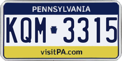 PA license plate KQM3315