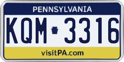 PA license plate KQM3316