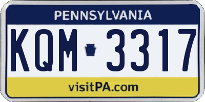 PA license plate KQM3317