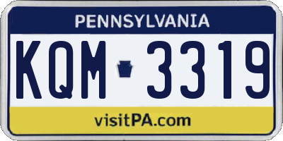 PA license plate KQM3319
