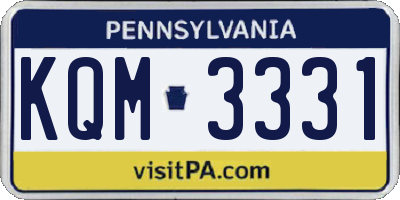 PA license plate KQM3331