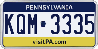 PA license plate KQM3335
