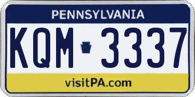 PA license plate KQM3337