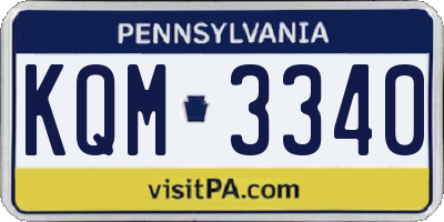 PA license plate KQM3340