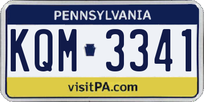 PA license plate KQM3341