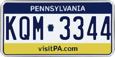 PA license plate KQM3344