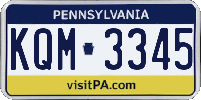 PA license plate KQM3345