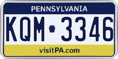 PA license plate KQM3346
