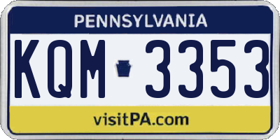 PA license plate KQM3353