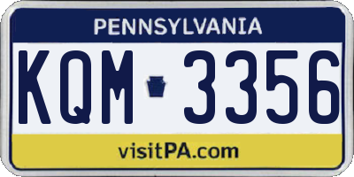 PA license plate KQM3356