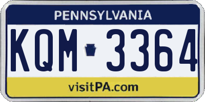 PA license plate KQM3364