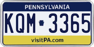 PA license plate KQM3365