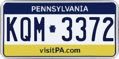 PA license plate KQM3372