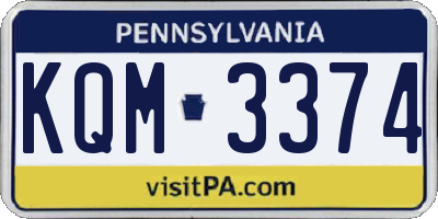 PA license plate KQM3374