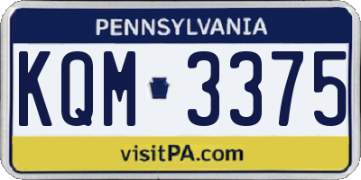 PA license plate KQM3375