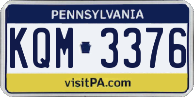 PA license plate KQM3376