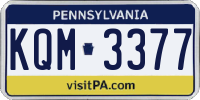PA license plate KQM3377