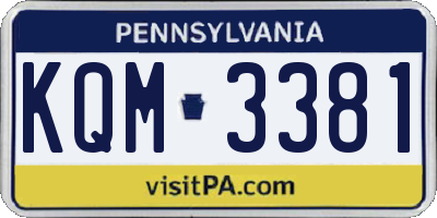 PA license plate KQM3381