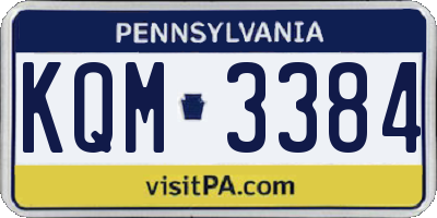 PA license plate KQM3384