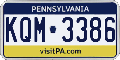 PA license plate KQM3386