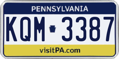 PA license plate KQM3387