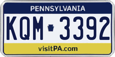 PA license plate KQM3392