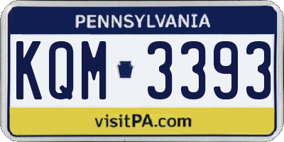 PA license plate KQM3393